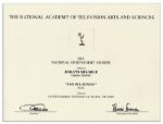 Official 2001 Sports Emmy Award Certificate