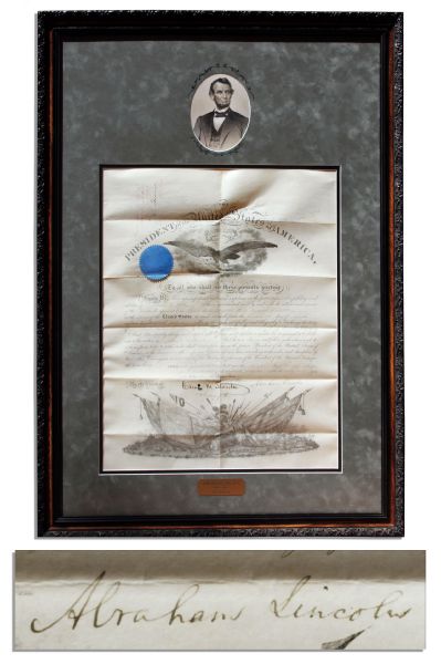 Gorgeous, Near Mint Condition Abraham Lincoln Document Signed as President 