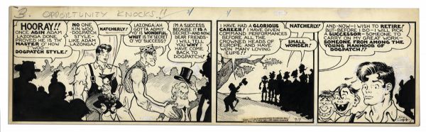 ''Li'l Abner'' Comic Strip Hand-Drawn & Signed by Al Capp From 7 July Circa 1940's -- Featuring Li'l Abner, Mammy & Ladies Man Adam Lazonga -- 22.75'' x 6.75'' -- Toning & White Out, Near Fine
