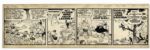 Lil Abner Strip Hand Drawn & Signed by Al Capp From 28 June Circa 1940s -- Featuring a Dialogue About Dogpatch Ladies Man Adam Lazonga -- 23 x 7 -- Toning, Else Near Fine