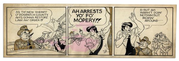 ''Li'l Abner'' Comics Hand Drawn by Al Capp With Pencil Sketches to Verso -- No Dates Are Present -- 29'' x 17.25 -- Toning & Some Staining, Very Good