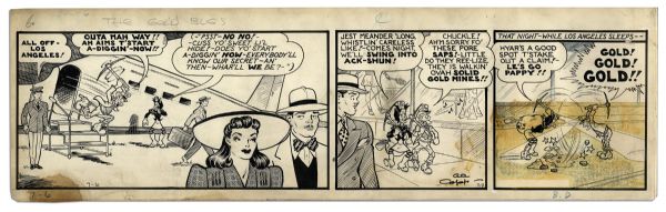 ''Li'l Abner'' Undated Comic Strip Hand-Drawn & Signed by Al Capp -- Featuring Mammy & Pappy Yokum on a Gold-Digging Expedition in California -- 23'' x 7'' -- Toning & Light Soiling
