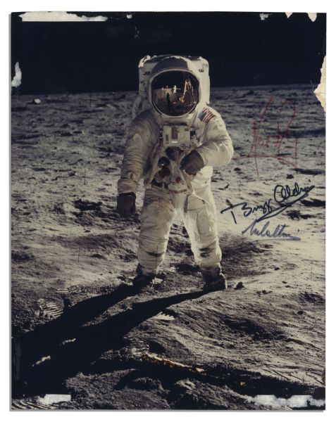 The Most Famous Apollo 11 Photo Signed by the Crew -- 8'' x 10'' 