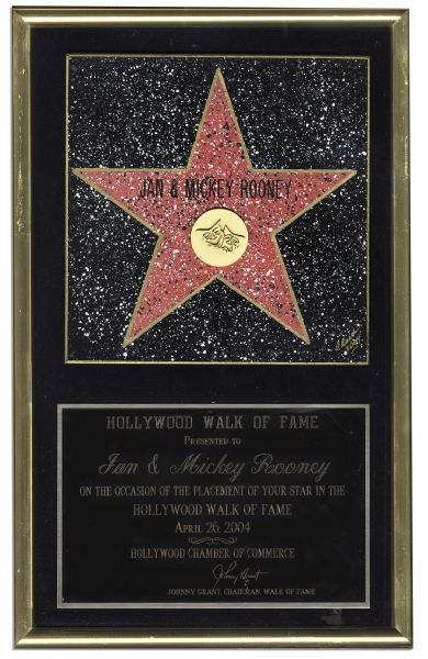 Mickey Rooney's Official Hollywood Walk of Fame Plaque 