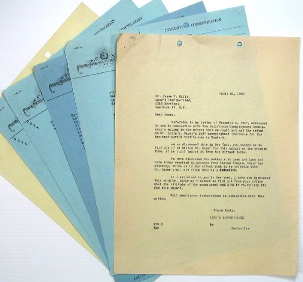 Lot of Louis B. Mayer Financial Documents While at MGM
