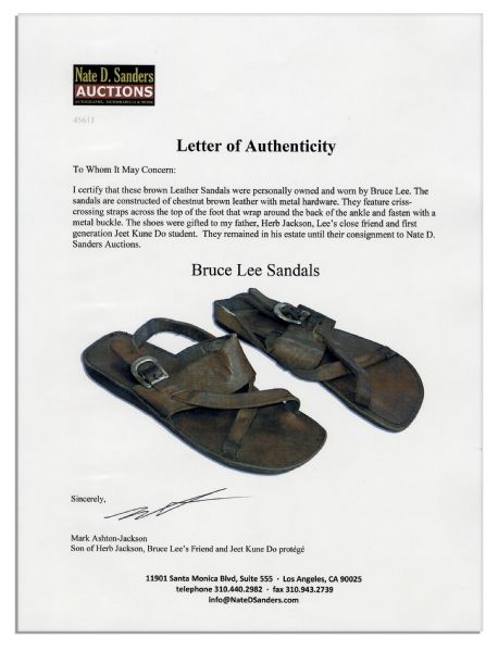 Bruce Lee's Personally Owned & Worn Leather Sandals