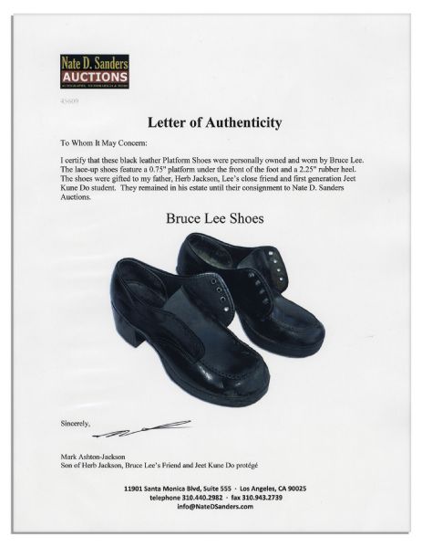 Bruce Lee Personally Worn & Owned Black Platform Shoes