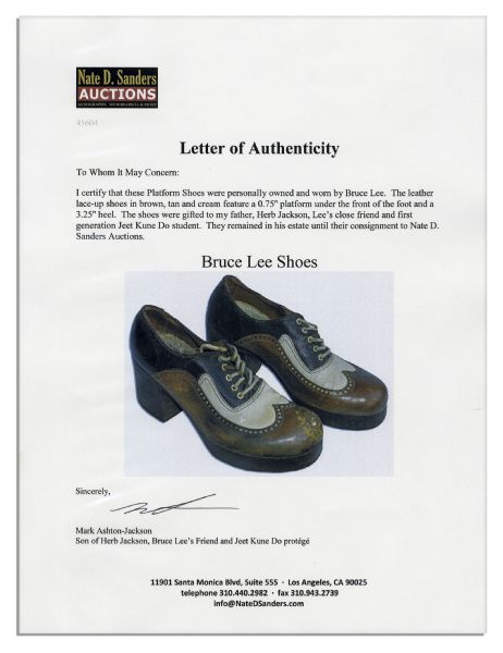 Bruce Lee's Personally Owned & Worn 3'' Platform Shoes