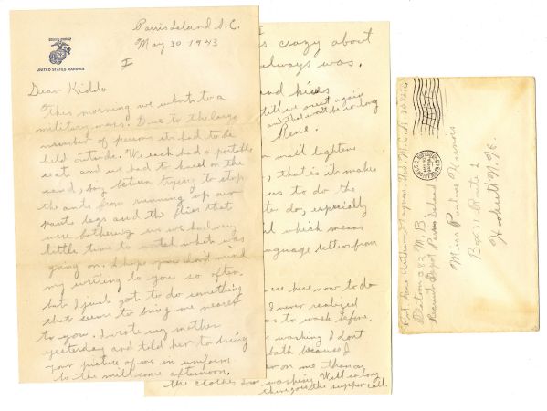 Rene Gagnon WWII-Dated Autograph Letter Signed -- ''...had to fall out for a little 2 1/2 hour walk with rifle and cartridge belts...''
