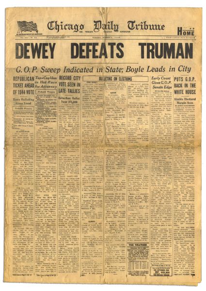 The Infamous ''Dewey Defeats Truman'' Chicago Tribune Headline