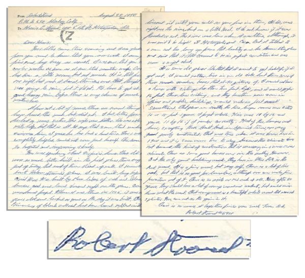 Birdman of Alcatraz Robert Stroud Autograph Letter Signed -- ''...if I get out...I would not have a house with ceilings less than ten feet...low ceilings...would make me feel smothered...''