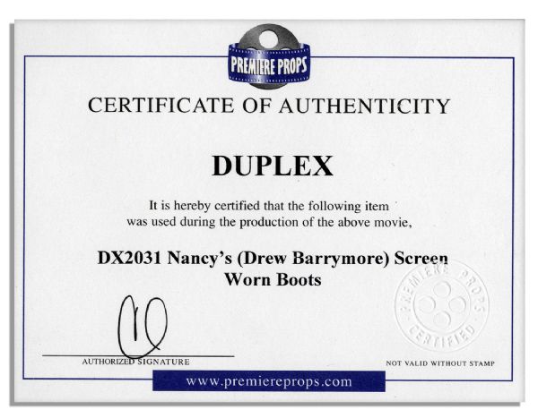 Drew Barrymore Screen Worn Suede Boots From Her 2003 Comedy Film, ''Duplex'' -- With a COA From Premiere Props