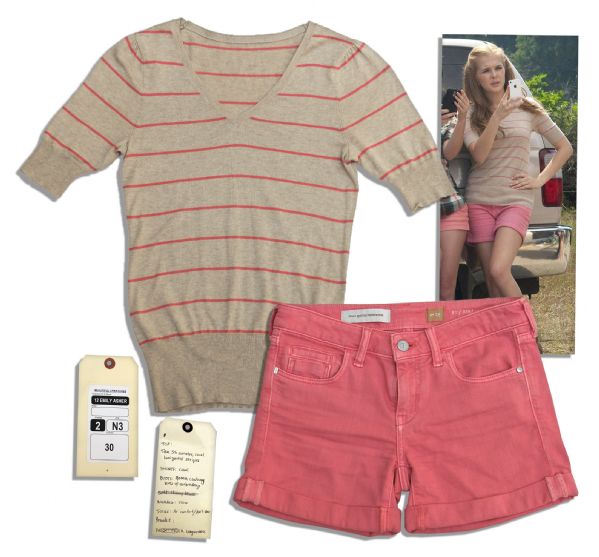 Zoey Deutch Screen Worn Pink Jeans & Striped Knit Top From ''Beautiful Creatures''