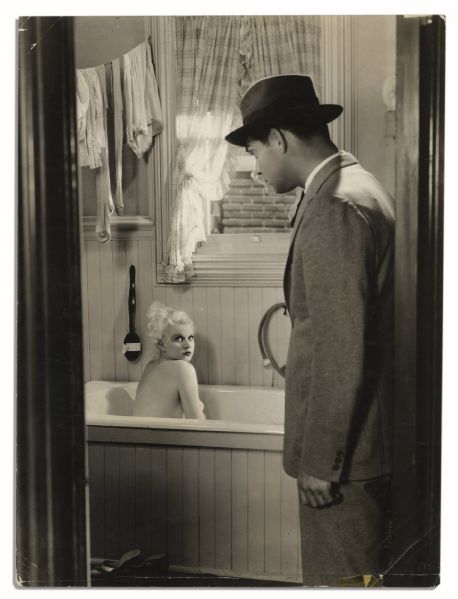 Steamy Movie Still Featuring Clark Gable & Jean Harlow in a Bathtub in ''Hold Your Man''
