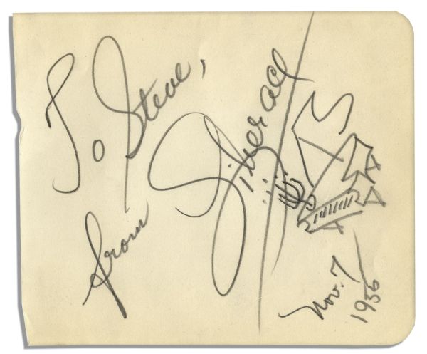 Liberace Signature With His Charming Hand-Drawn Sketch of a Grand Piano
