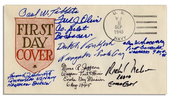 Envelope Bearing 7 Signatures of Crew From The Enola Gay & Bockscar