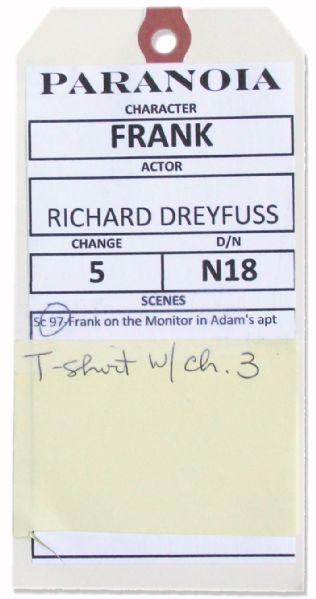 Richard Dreyfuss Screen Worn Shirt From ''Paranoia'' -- With Wardrobe Tag & a COA From Premiere Props