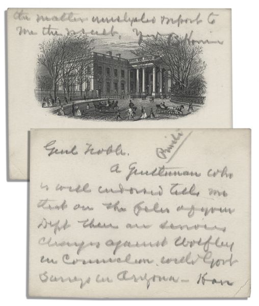 Benjamin Harrison Autograph Letter Signed as President -- Private Letter to His Interior Secretary Asks Him to Investigate Serious Charges Against Arizona's Territorial Governor