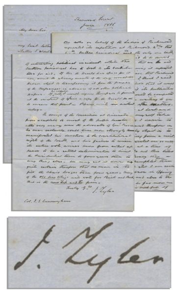 John Tyler Autograph Letter Signed Referencing Famed Campaign Slogan ''Tippecanoe and Tyler Too'' -- ''...the Old Line Whigs will vote for Buck and Breck. That is the new Tip and Tie firm...''