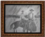 Bumper Art From Successful Western Series Rawhide -- Painting Depicts Clint Eastwood & Sheb Wooley on Horseback