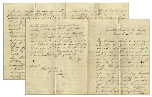 TX Confederate Letter by Friend R. McMahon of the 13th Texas Cavalry -- ''...I would not be a sergeant or corporal for $500 per day they are the dogs of a company...''
