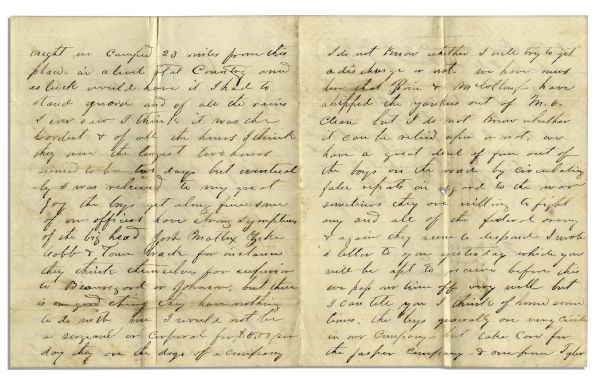 TX Confederate Letter by Friend R. McMahon of the 13th Texas Cavalry -- ''...I would not be a sergeant or corporal for $500 per day they are the dogs of a company...''