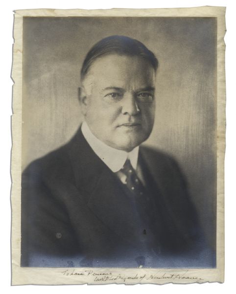 Herbert Hoover Signed 11.5'' x 14.75'' Photo Display