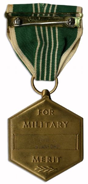 Official Engraved Army Commendation Medal Awarded to Major John C. Stanford -- Who Served Under General Patton