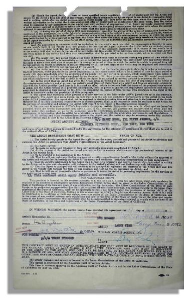 Three Stooges 1959 Contract Signed by Moe, Larry and Curly-Joe