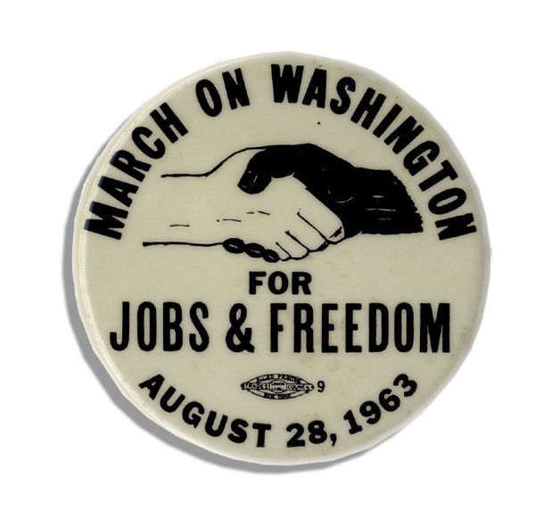 March on Washington Pamphlets & Pin -- The Same Kind Worn by Martin Luther King Jr. as He Led the Historic 1963 March