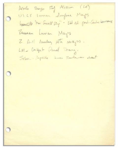 Neil Armstrong Handwritten Astronaut Notes Pertaining to Apollo 11, Including the Seldom Written Phrase One Small Step
