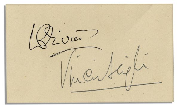 Hollywood Luminaries Laurence Olivier & Vivien Leigh Signatures