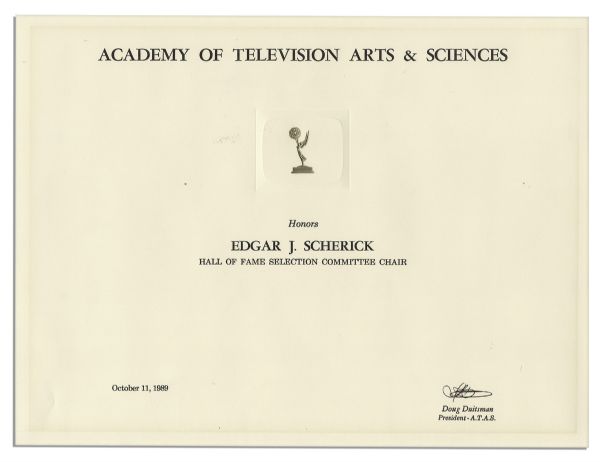 Emmy Awards, Academy of Television Arts & Sciences Certificate 