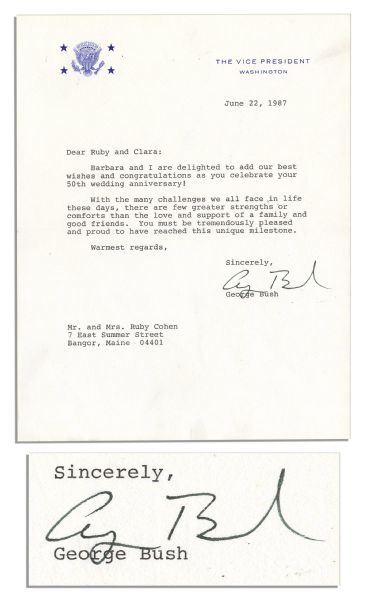 George Bush Typed Letter Signed as Vice President -- ''...there are few greater strengths or comforts than the love and support of a family and good friends...''