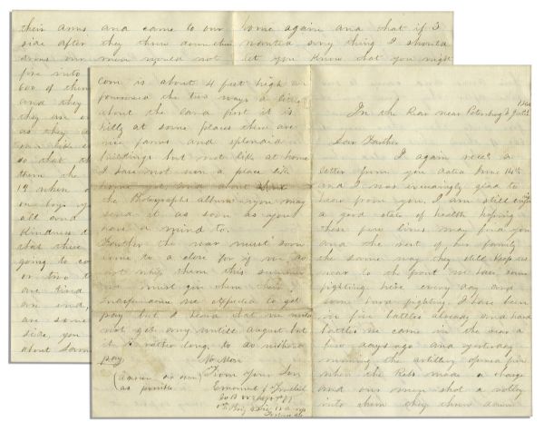 55th PA Infantry Soldier Letter During Siege of Petersburg -- ''...opened fire...shot a volley into them they threw down their arms and came to our side...to the rear so their men cannot get them...