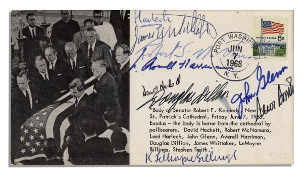 Robert Kennedy Funeral Envelope Bearing The Signatures of All 9 Pallbearers