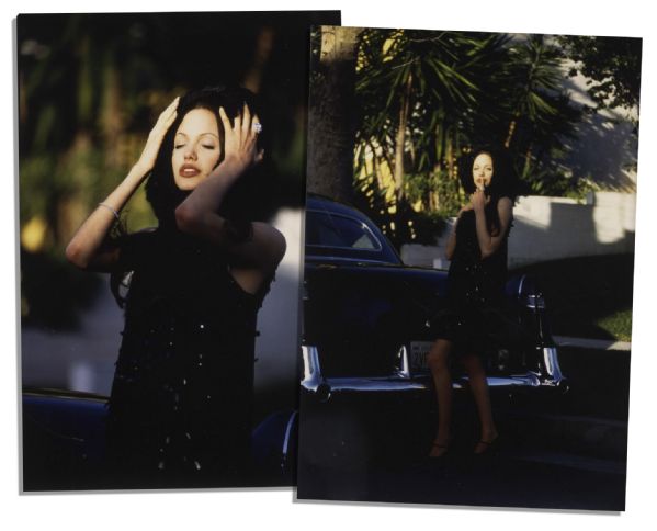 Angelina Jolie Photo Shoot Worn Vintage Dress -- Glamorous Black Dress is Accompanied by Two Unpublished Photos From The Shoot