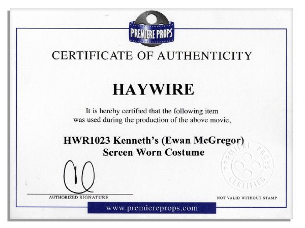 Ewan McGregor Screen Worn Wardrobe From ''Haywire'' -- With Wardrobe Tag & Premiere Props COA