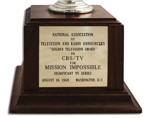''Golden Television Award'' Presented to CBS For ''Mission Impossible'' as ''Significant TV Series'' by the National Association of Television & Radio Announcers