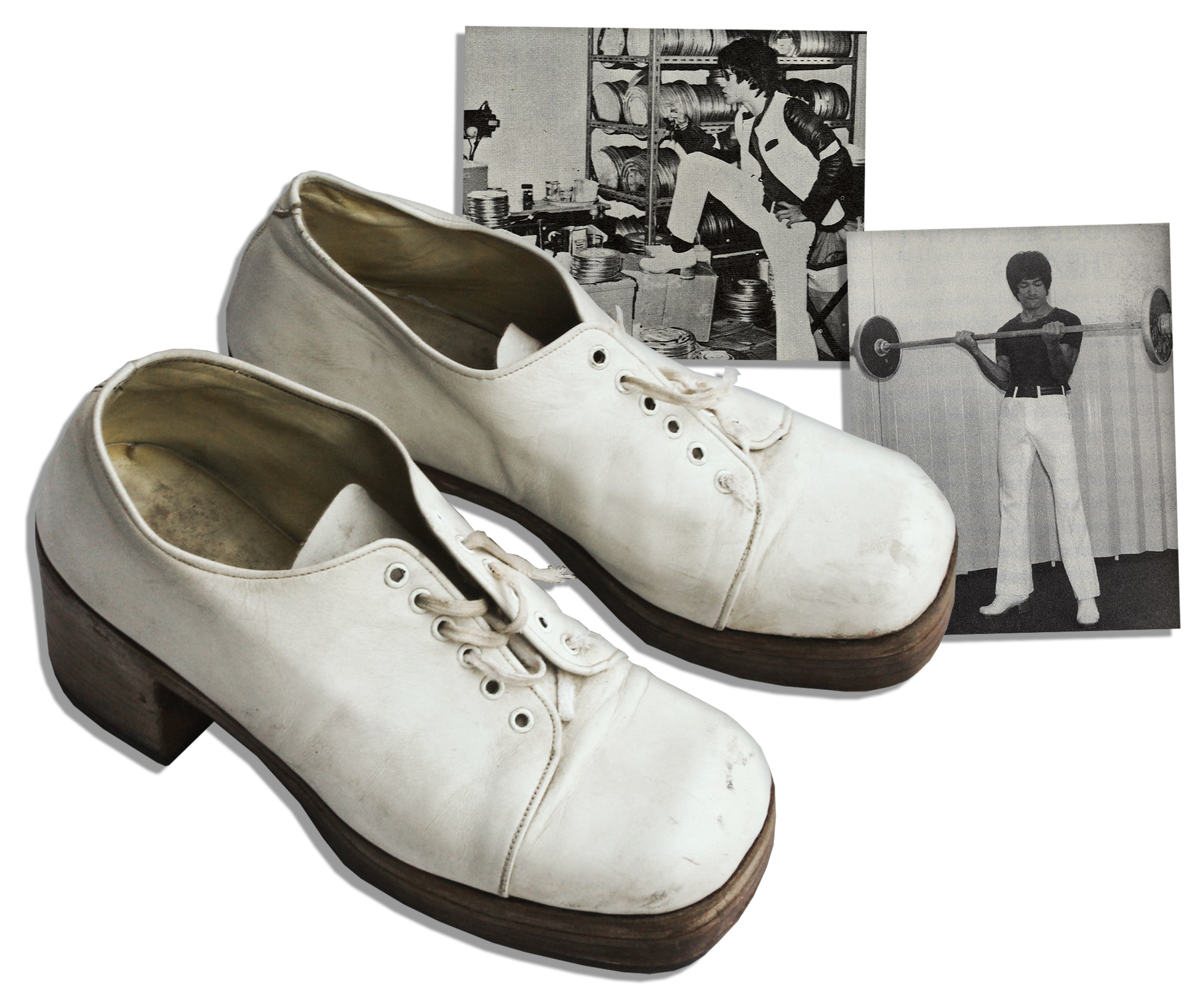 Lot Detail Bruce Lee Owned & Worn White Leather Shoes