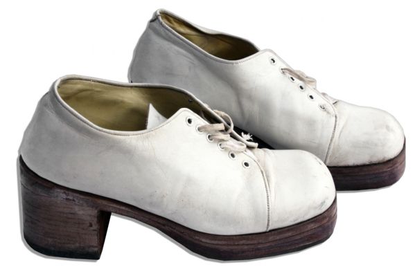Bruce Lee Owned & Worn White Leather Shoes With 3'' Lifts