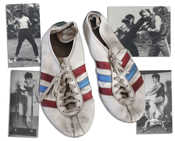 Bruce Lee Owned & Worn Adidas Shoes That He Used While Kicking During Training