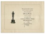 Academy of Motion Picture Arts & Sciences Acceptance Certificate & Academy of Television Arts & Sciences Business Card
