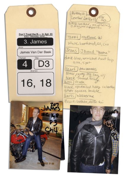 James Van Der Beek Screen Worn Leather Jacket & Scarf From Sitcom ''Don't Trust The B---- In Apartment 23'' -- With a COA from 20th Century Fox