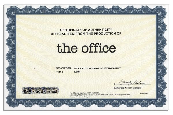 Ed Helms Screen Worn ''Avatar'' Costume From ''The Office'' -- With a COA from NBC Universal