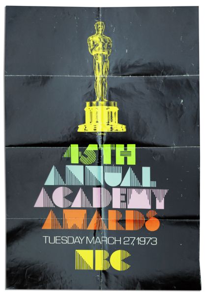 Vintage 1973 Poster Advertising The 45th Annual Academy Awards