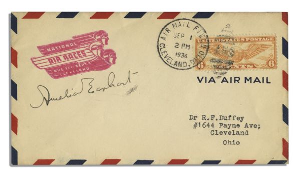 Amelia Earhart Signed National Air Races Cover From 1934