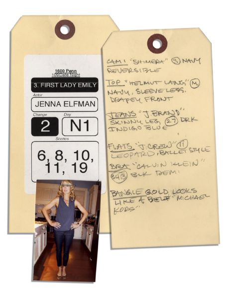 Jenna Elfman Screen Worn Wardrobe Ensemble From ''1600 Penn'' -- With Wardrobe Department's Tag, Photo of Elfman Dressed in The Wardrobe & COA from 20th Century Fox