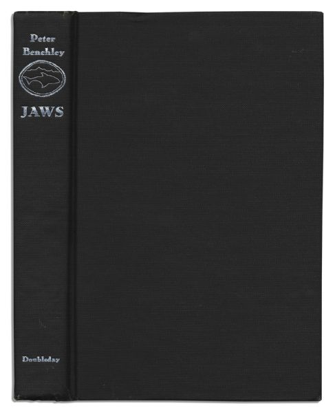 ''Jaws'' Book Signed by Its Author Peter Benchley & VIPs of The Classic Film -- Steven Spielberg, Roy Schneider, Richard Dreyfuss, Robert Shaw -- With Benchley's Shark Sketch