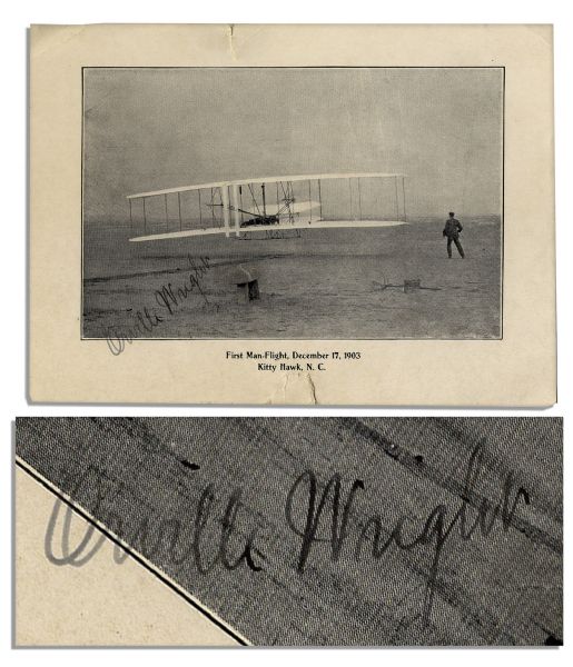 Superb Orville Wright First Manned Flight Signed Photo